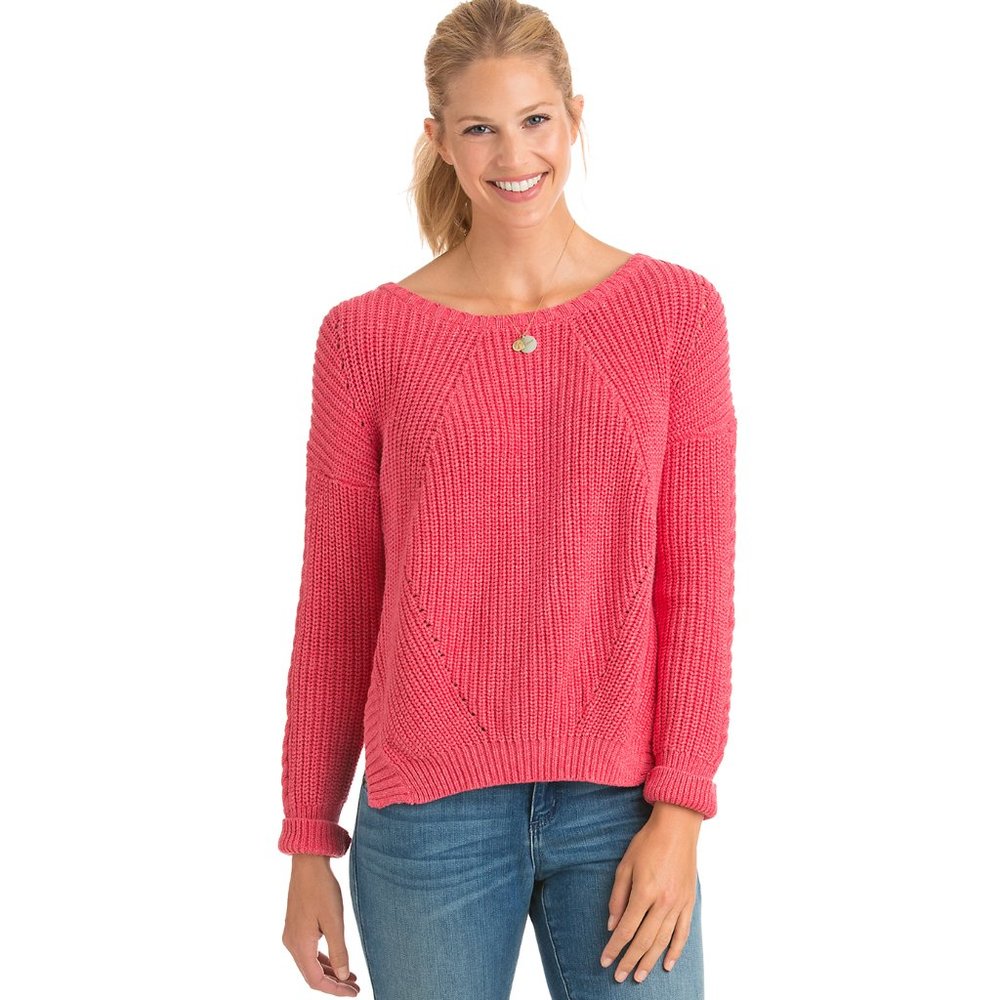 VINEYARD VINES 100% Cotton Pink Cable Knit Sweater